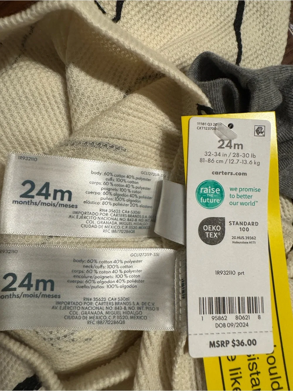 Carter’s baby boy 24 months 2-Pack Seal Print Thermal Pajamas - Gray & Cream